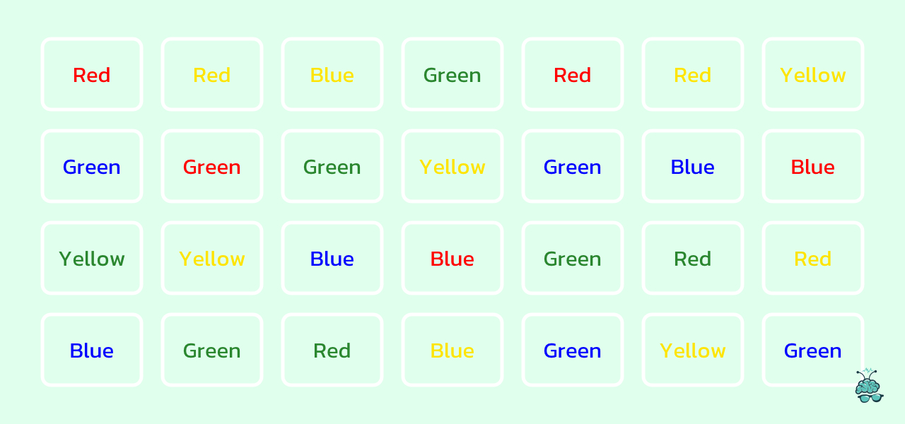 1. The Stroop Test: Great brain teaser to challenge your mental vitality  and flexibility - SharpBrains